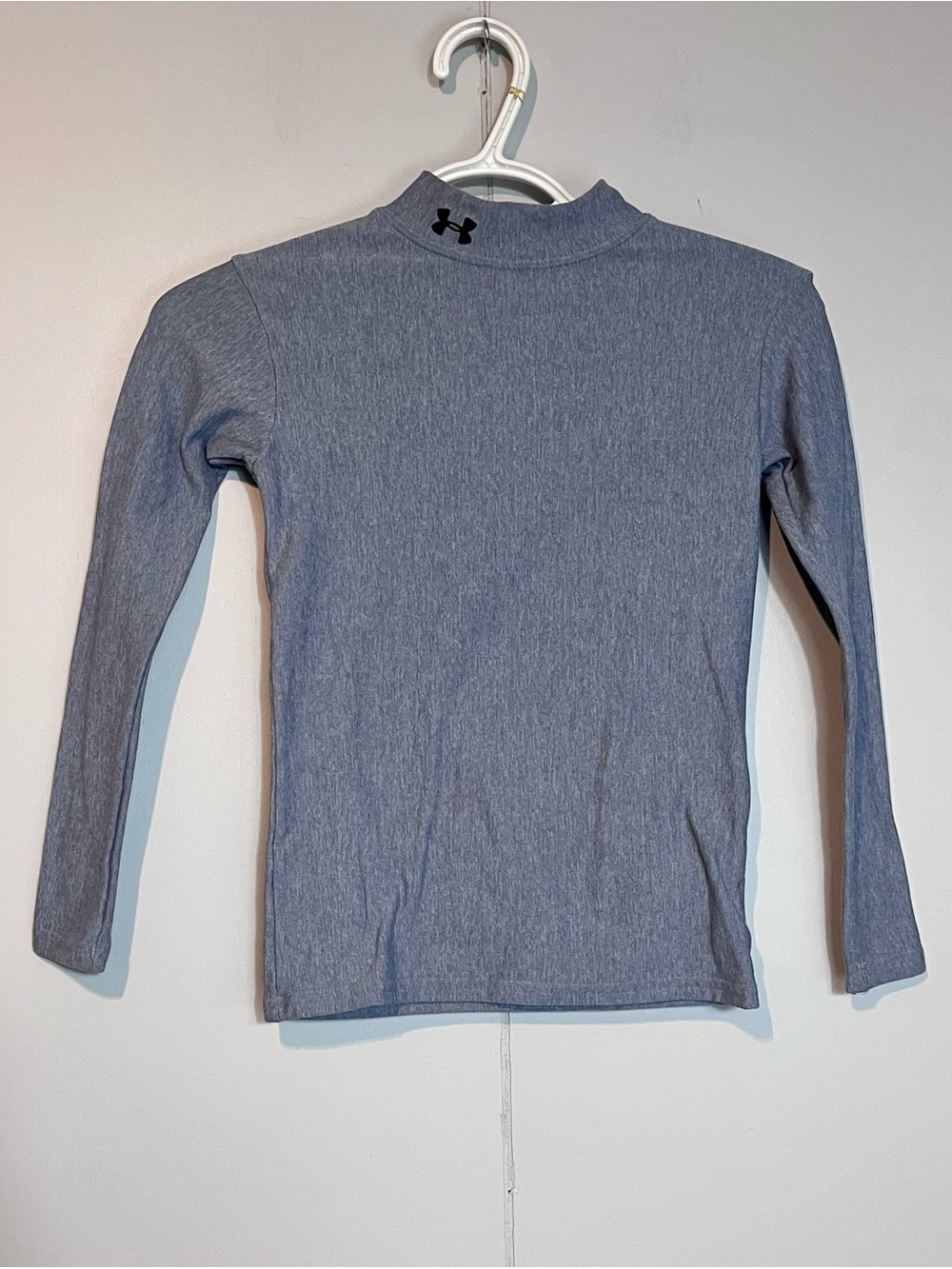 Under Armour Youth Large HeatGear Mock Neck Long Sleeve Athletic Top Blue Grey